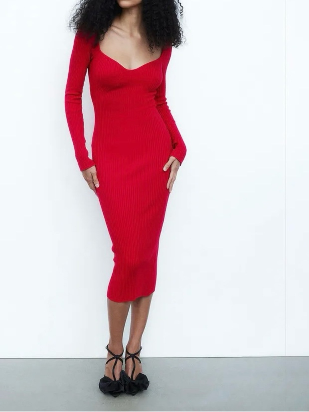 H&M Red Rib-Knit Dress - Picture 2 of 4
